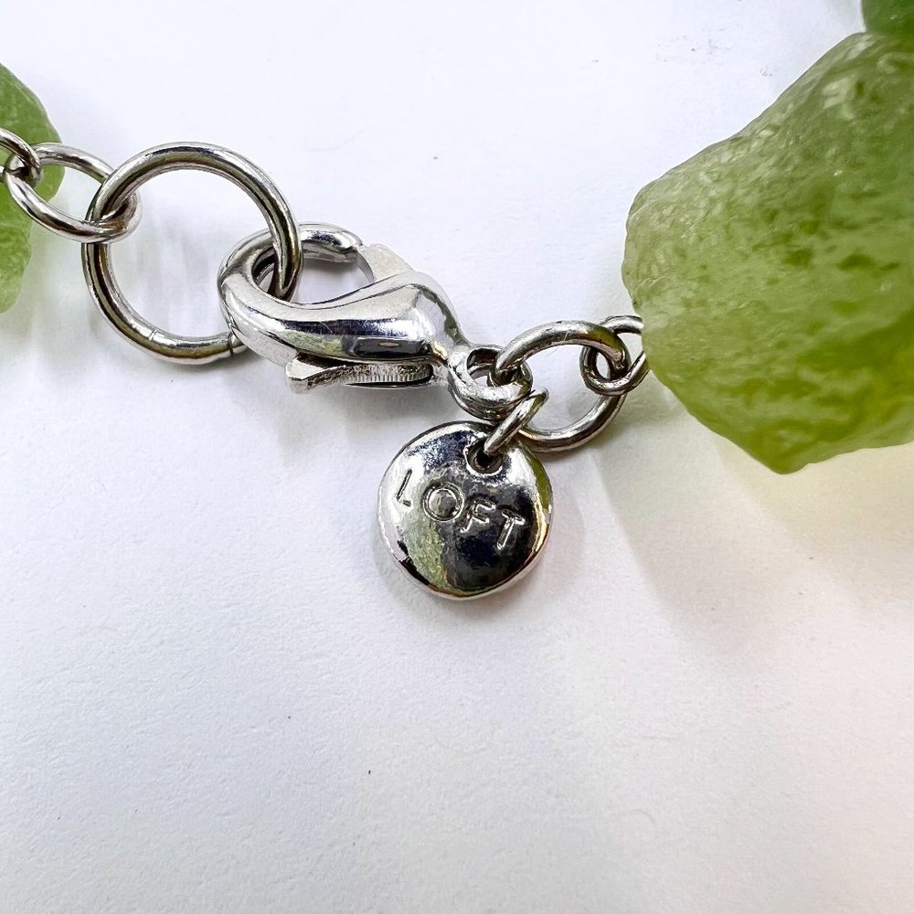 NWOT – Loft – Green Faux Stone Chunky Bib Style Silver Tone 18” Necklace - Picture 6 of 7